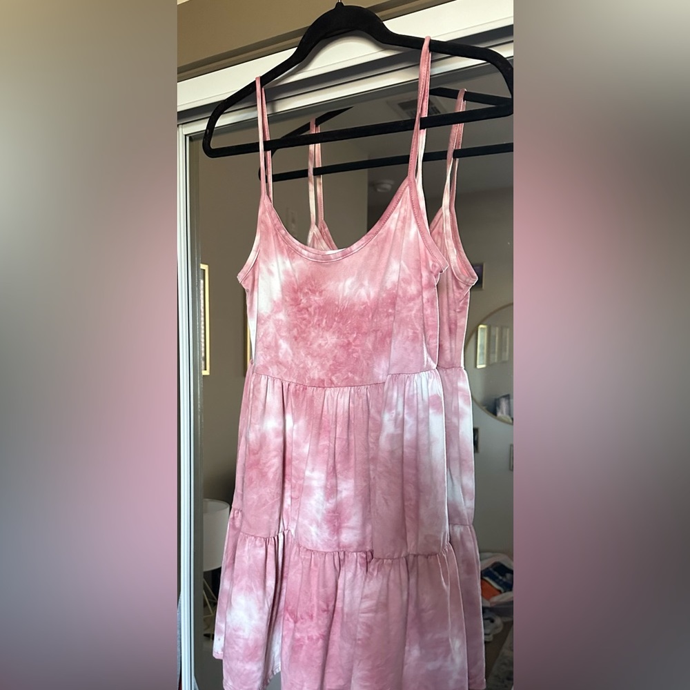 pink tie dye mini dress